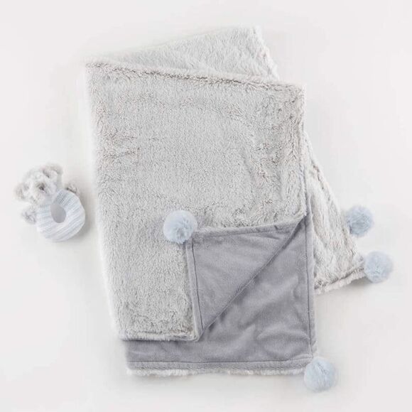 Brand New Baby Aspen Luxury Baby Blanket & Rattle Gift Set (Blue) - Picture 1 of 6